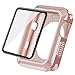 Wolait Compatible With Apple Watch Case 42mm,Rugged Protective Case + Tempered Glass Screen Protector for Series 3,Series2,Series1,Rose Gold