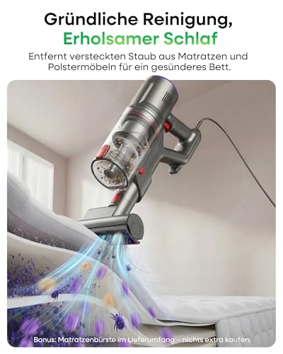 FAMIVAC FV2 Staubsauger mit Kabel, 65Kpa/600W Staubsauger Beutellos mit Matratzenbürste, 1,3KG Leichtgewicht, 7M Kabel, 60dB Leise, 1,5L, Selbststehend, Anti-Tangle-Bürste für Teppich/Boden/Tierhaare