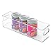 mDesign Plastic Food Storage Container Bin with Handles - for Kitchen, Pantry, Cabinet, Fridge/Freezer - Narrow Organizer for Snacks, Produce, Vegetables, Pasta - BPA Free, Food Safe - 4 Pack, Clear