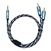 EMK RCA Cable 3.5mm Male to 2RCA Male Stereo Audio Adapter Cable[Nylon Braided,Durable and Flexible] AUX RCA Y Cord Compatible with Smartphones, MP3, Tablets, Speakers - Blue (3Ft/1Meters)
