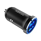 Car Charger, ABKUL 36W Aluminum Alloy Dual USB Car Charger Adapter Quick Charge 3.0 for iPhone Xs Max/XR/X/8/Plus, Samsung Galaxy S10, S9, S8+, Note 9 8, LG, Nexus, Google Pixel, iPad and More(Black)