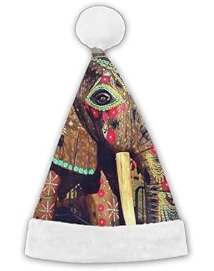 Christmas Hat Colourful Elephant 3D Graphic Printed Santa Cap For Adults And Children