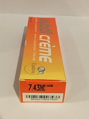 Subtil Creme - Hair Coloring Creme Enhanced with Epaline for Gentleness, Protection, and Brilliance - Size: 2.0 Fl. Oz. Tube - Shade Selection: 7.43 blond cuivre dore