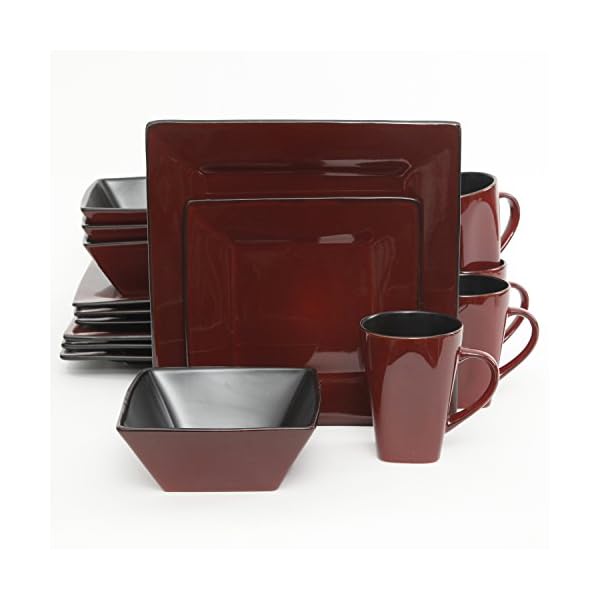 Gibson Elite Kiesling 16 Piece Dinnerware Set, Red The Home Kitchen Store