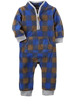 Baby Boys' Fleece Plaid Jumpsuit