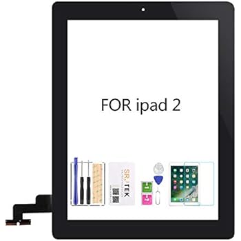 for iPad 2 Touch Screen Replacement A1397 A1395 A1396 Touch Digitizer Glass Parts Home Button + Cameral Holder + Pre-Installed Adhesive + Middle Frame Bezel(Black)