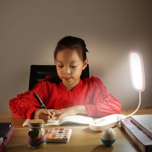 Led Desk Lamp Multi-Function As Pencil Case and Mobile Phone Holder, Soft and Eye-Protecting, Three-Speed Adjustable Light Table Lamp(Pink)