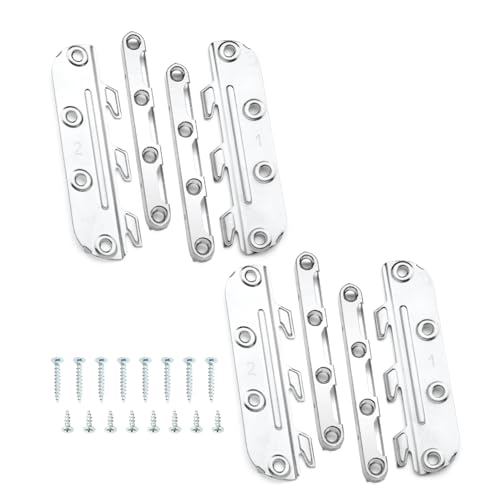 POWERTEC Bed Frame Brackets Surface Mounted - 4PK, Bed Frame Hardware Kit w/ Mo…