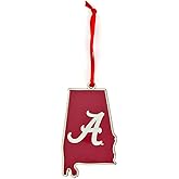 Alabama Crimson Tide State Shaped Metal Christmas Ornament