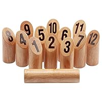 GSE Games & Sports Expert Premium Oak Hardwood Kubb/Molkky Yard Throwing Game Set. Outdoor Backyard Lawn Toss Game for Kids & Adults (Molkky Yard Game Set)