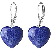 VIJASHOP Lapis Lazuli Earrings 925 Sterling Silver Heart Lapis Lazuli Dangle Earrings Christmas Jewelry Gift for Women