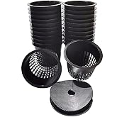 HORTIPOTS 3.75 Inch Net Cup Pack of 24, Heavy Duty Net Pot 4 in Wide Lip Top w Free Reflective Net Pot Lids to use
