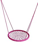 Web Riderz Tickled Pink Outdoor Swing N' Spin- Safety rated to 600 lb, Adjustable length hanging ropes, Ready to hang, Easy Install, 39 Inch Diameter