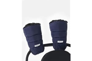 7 A.M. 7AM Enfant Stroller Warmmuffs Gloves - Anti-Freeze Stroller Mittens for Handlebars, Water Repellent Hand Warmer Muff for Cold Weather, Plush Lined Stroller Warmmuffs (Navy)