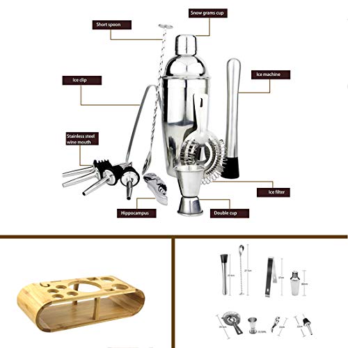 Cocktail Set, Bar Kit, 12 Sets Cocktail-Shaker, Eiszange, Eishammer, Eissieb, Weinöffner, Unzen Tasse, Barlöffel… – Bild 6