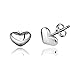 Acxico 925 Sterling Silver Shiny Side Heart Shape Stud Earrings