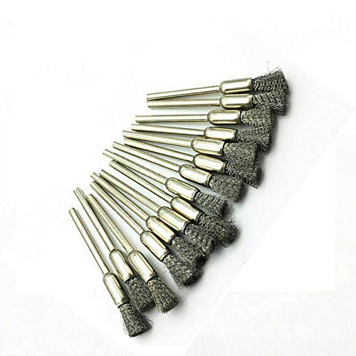 POWERTOOL Steel Wire Brush, Wire Brush Set Steel Wire Brush Polishing Wheels Set Kit for Rotary Tool Drill Bit 3 Mode（15 pcs Pencil Wire Brush）