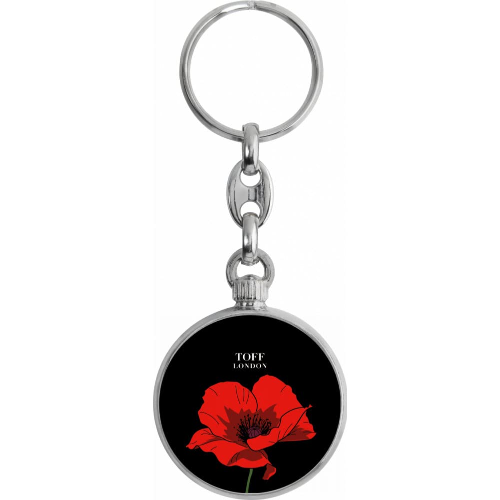 Toff London Red Poppy Flower Keyring