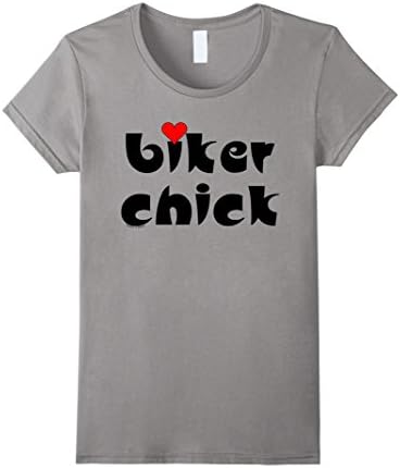 Women's Biker Chick Small Heart T Shirt Medium Slate