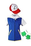WOTOGOLD Anime Trainer Costume Hoodie Cosplay Jacket Gloves Hat Sets Blue Medium