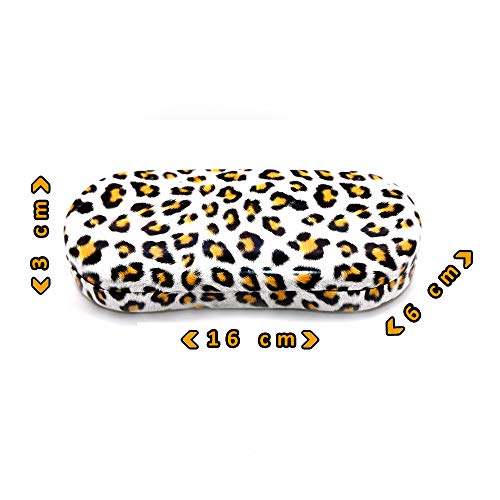 Brown Glasses Case Hard Shell Leopard Print | Medium Size | Protective Eyeglasses, Sunglasses, and Reading Glasses Case For Men, Women, and Kids