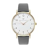 WRISTOLOGY Olivia Womens Gold Numbers Wrist Watch Charcoal Grey Leather Band