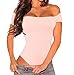 Shawhuwa Womens Sexy Key Hole Bodycon Party Club Bodysuit Tops (Large, Pink)