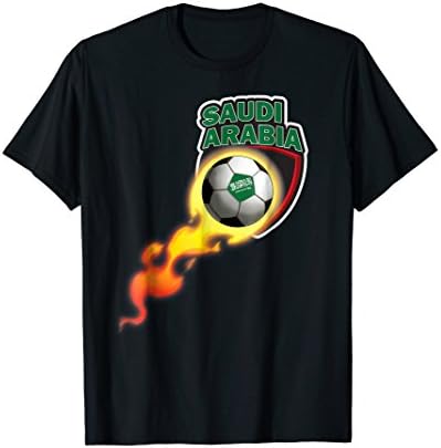 Saudi Flaming Soccer Ball Tshirt for Fans of Football