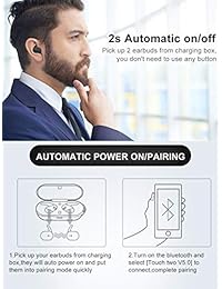 Auriculares inalámbricos Bluetooth 5.0 mejorados, auriculares Bluetooth profundos con graves de alta fidelidad, auriculares inalámbricos estéreo con micrófono y funda de carga, reducción de ruido, compatible con iPhone Android