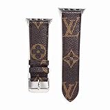 GGNYC 38/40MM Compatible Apple Watch Straps, Luxury Fashion PU Leather Classic Wrist Bands for Women and Men, Replacement for Apple Watch Series 4 3 2 1 38mm (fit for 40mm) (Large Monogram)