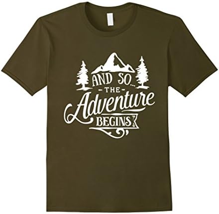 Men's And So The Adventure Begins T-Shirt Men Women And Kids Style Medium Olive