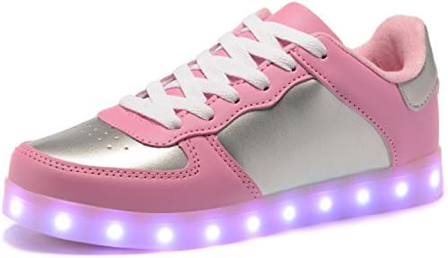 HengVanTong USB Charging 11 Colors LED Shoes , Light Up Flashing Fashion Sneakers For Mens & Womens , Pink 39