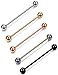 FUNRUN JEWELRY 5PCS 14G Stainless Steel Industrial Barbell Piercing Jewelry Piercing Earrings Set