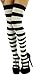 ToBeInStyle Women's Wide Vertical Striped Thigh Hi Stockings - One Size - Black w/White Stripes