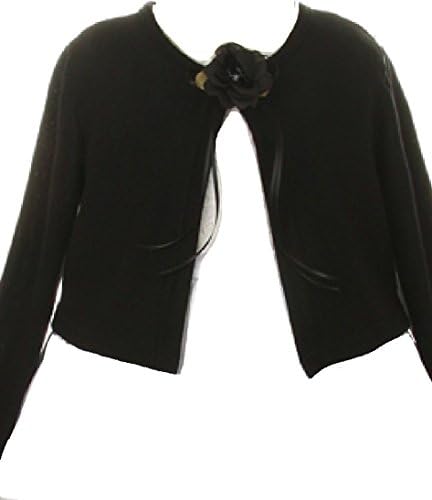 Big Girls' Faux Cashmere Sweater Flower Girl Bolero Jacket Cover Black 10 (K13D3)