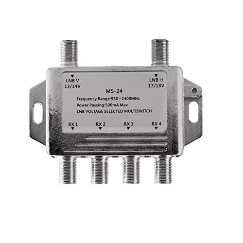 CloverUS Mini Portable 2x4 JS-MS24 Satellite Signal Multiswitch LNB Voltage Selected 950-2400MHz Multiswitch LNB Receiver Multiswitch