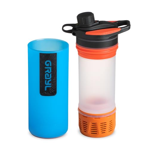 GRAYL GeoPress Botella purificadora de agua de 24 onzas, filtro para senderismo, camping, supervivencia, viajes (azul balí)