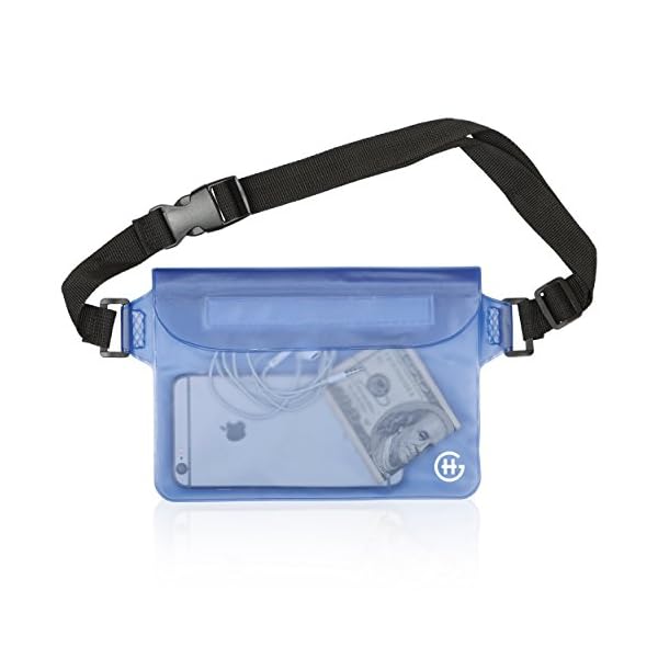 Waterproof-Waist-Pouch-by-Hydro-Gizmos-Large-Travel-Bag-with-Adjustable-Long-Waist-Strap-Buckle-Transparent-Blue-3-Zipper-Design–Lightweight-PVC-Touch-Screen-Sensitive-Keeps-Everything-Dry Waterproof-Waist-Pouch-by-Hydro-Gizmos-Large-Travel-Bag-with-Adjustable-Long-Waist-Strap-Buckle-Transparent-Blue-3-Zipper-Design–Lightweight-PVC-Touch-Screen-Sensitive-Keeps-Everything-Dry