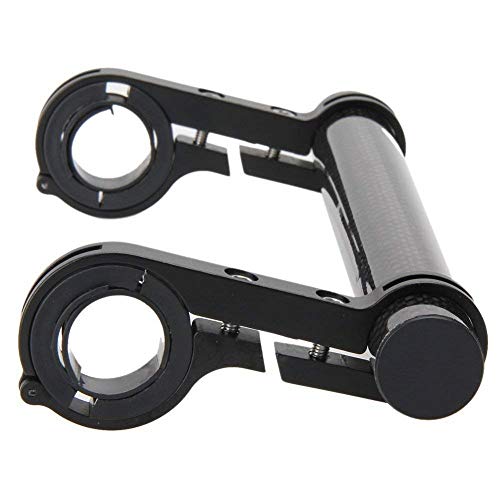 Eyours 7.88" Bike Double Handlebar Extender Carbon Fiber Mount Holder for Bicycle Accessories Flashlight Lamp Phone (Black+Black)