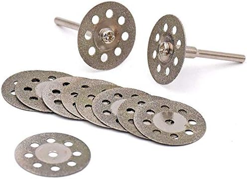 HiGOGO Replacement 10PCS Super Thin Diamond Cutting Wheel Saw Blades Cut Off Discs Set Rotary Tool with 2X Mandrel (Silver)
