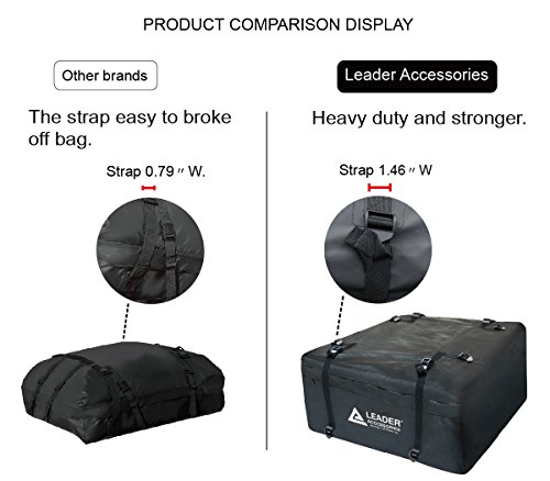 Leader Accessories Car Roof Bag Waterproof Rooftop Carrier Cargo Bag 15 Cubic Feet With Anti-slip Mat Valentine's Day Gift