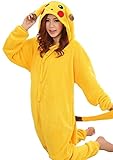 WOWcucos Unisex Adult Pikachu Onesies Animal Cosplay Costume Halloween Xmas Pajamas---L