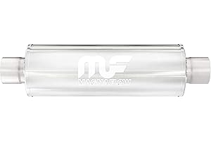 MAGNAFLOW EXHAUST PRODUCTS MagnaFlow 7in Round Center/Center Performance Muffler 12774 - Straight-Through, 5in Inlet/Outlet Diameter, 24in Body Length, 30in Overall Length, Satin Finish - Classic Deep Exhaust Sound