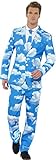 Smiffy's Men's Sky High Suit with Jacket Trousers and Tie, Blue/White, Large