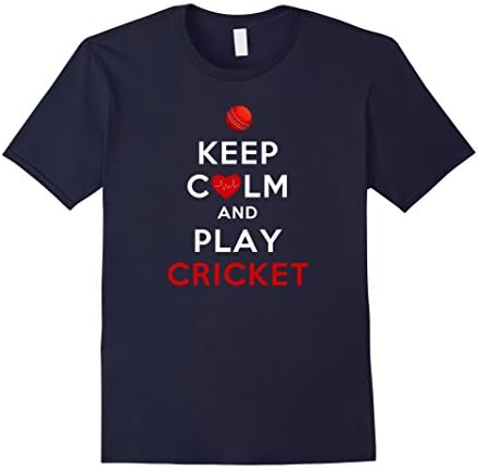 Mens Keep Calm and Play Cricket Shirt Medium Navy