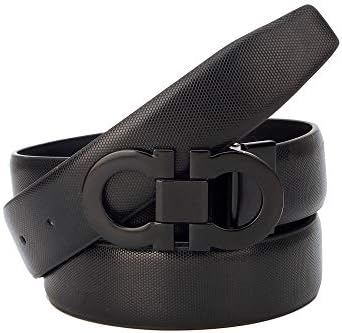 Men's Fashion Dress Belt Comfort Fit Genuine Leather on Double Shiny Buckle Regular&Large Size 32mm