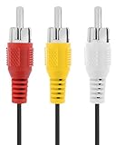 Fosmon 3 RCA Male to 3 RCA Male Stereo Audio Cable (12 FT) RWY, Composite Video [Left/Right] 3RCA Plug M/M Connectors for DVD Player, VCR, Camecorder, Projector, Game Console & More