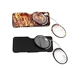SOOLALA Women Men Go Everywhere SOS Pince Nez Style Nose Resting Pinching Portable Wallet Reading Glasses, BlackLeopard, +2.0x