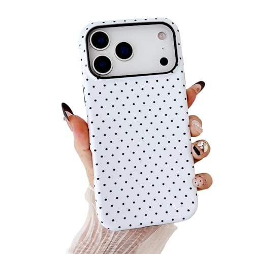 YTanazing Polka Dot Phone Case for iPhone 17 Pro Max, Cute Aesthetic Simple Case for Women Girly Shockproof Slim TPU and Hard PC Protective Cover for iPhone 17 Pro Max, White