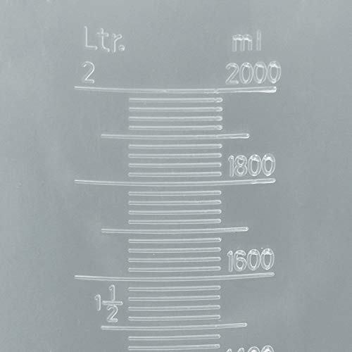 ULAB Scientific Half Handle Plastic Measuring Beaker Set, Stackable 5 Sizes 250ml 500ml 1000ml 2000ml 3000ml, with Spout and Molded Graduation, UBP1004 - Thumbnail 2